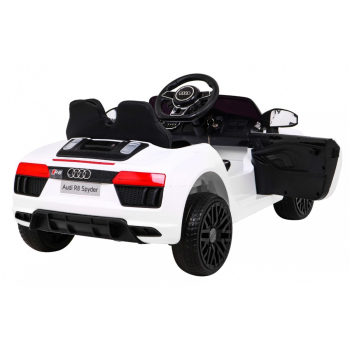 Audi R8 na akumulator dla dzieci Biały + Pilot + EVA + Wolny Start + MP3 LED